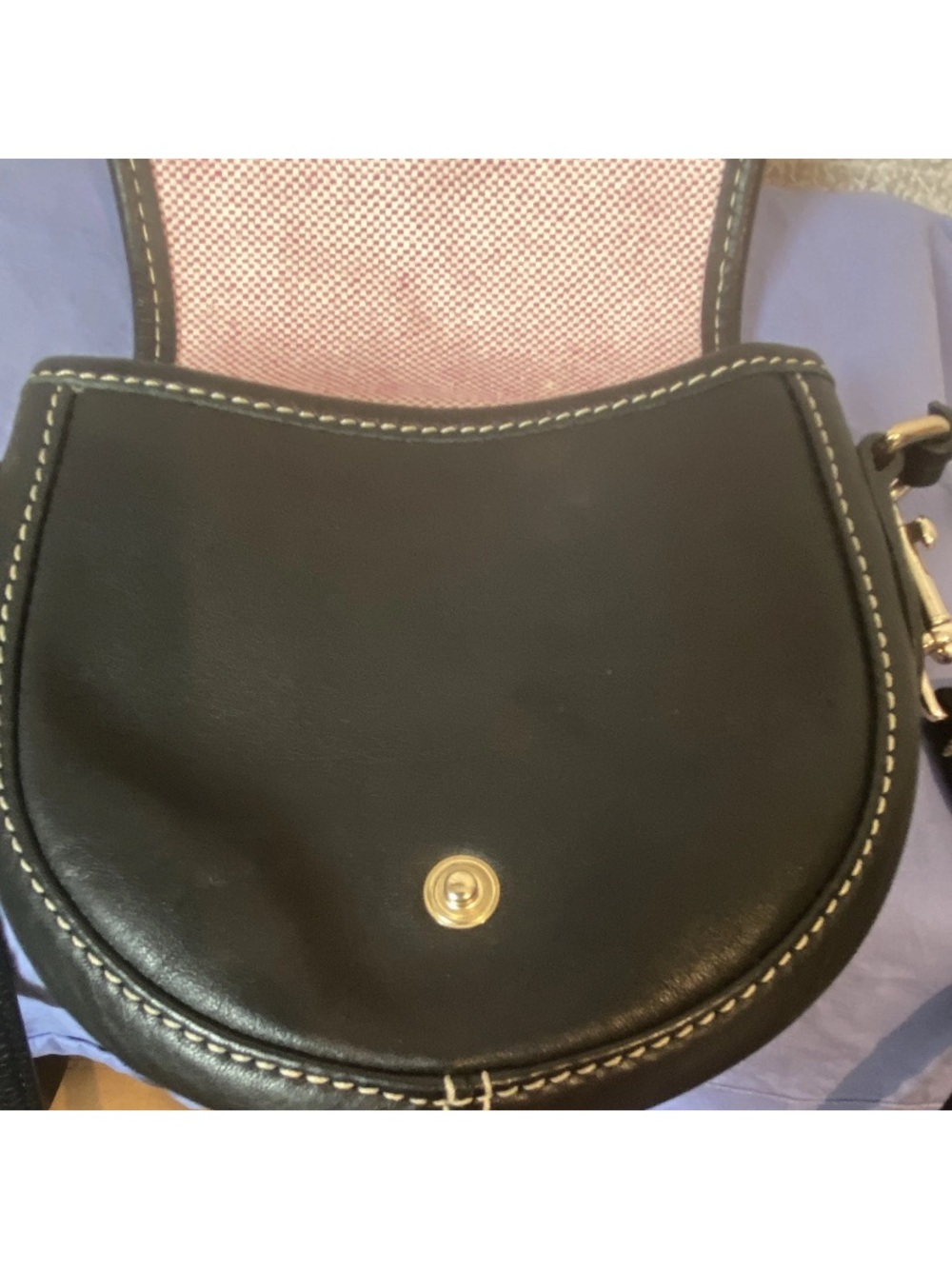 Dooney & Bourke Black Leather Mini Saddle Crossbody with Gold Hardware - Picture 11 of 15